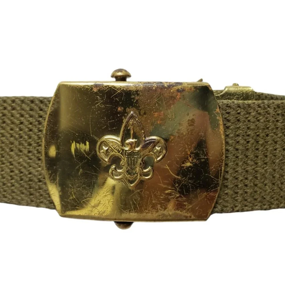 Boy Scouts America brass buckle & belt . made in USA